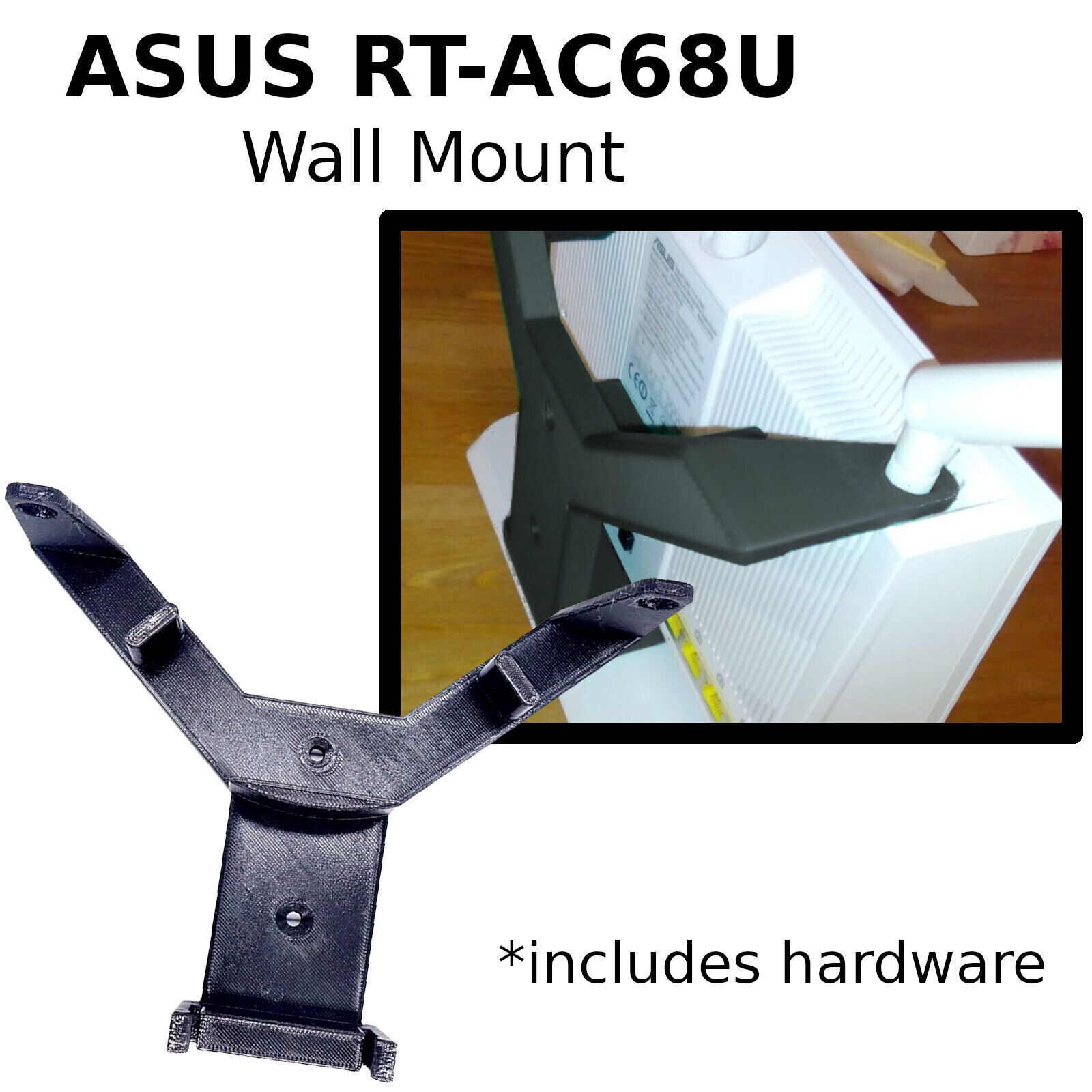 Low Profile Wall Mount for ASUS RT-AC68U WiFi Router