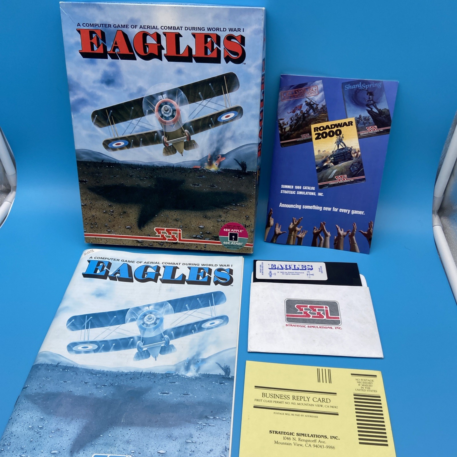 EAGLES (SSI, 1983) Big Box CIB - Apple II / Atari 800 - 5.25" Disk UNTESTED