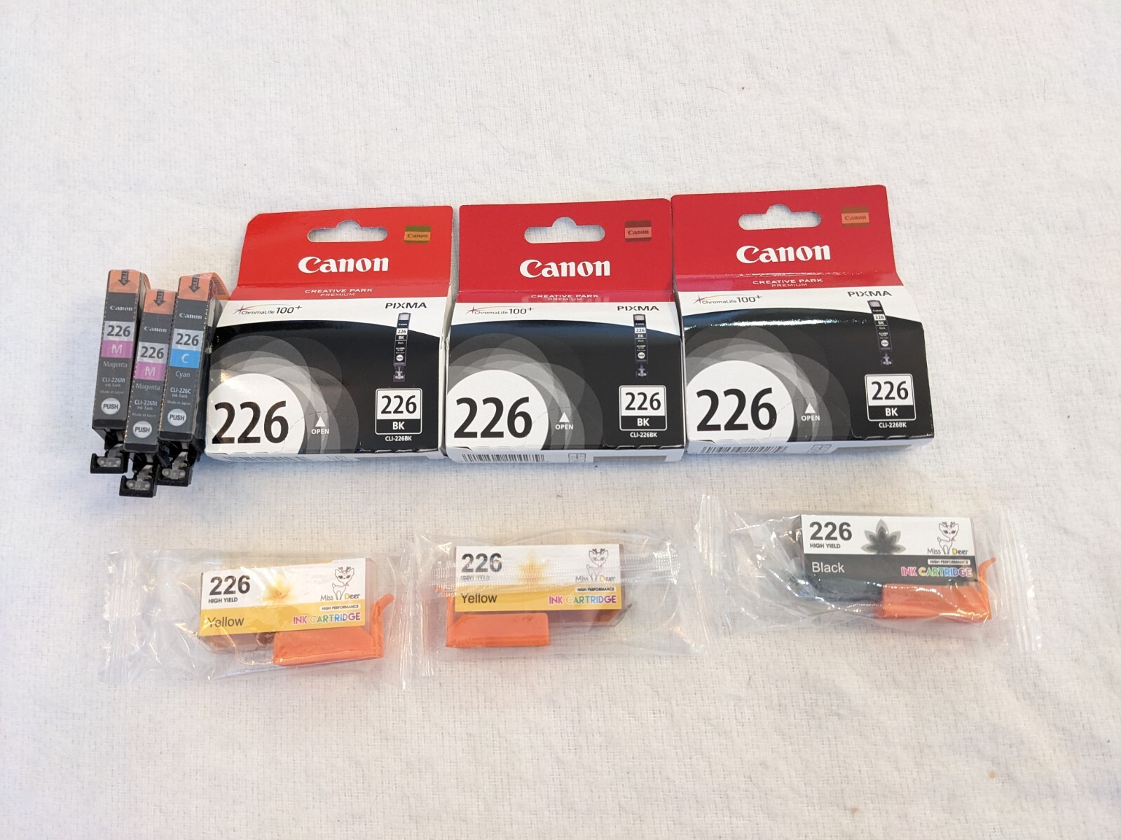 New Canon ChromaLife Creative Park Premium 3 Pack 226 Black Also C, M, Y Ink Lot
