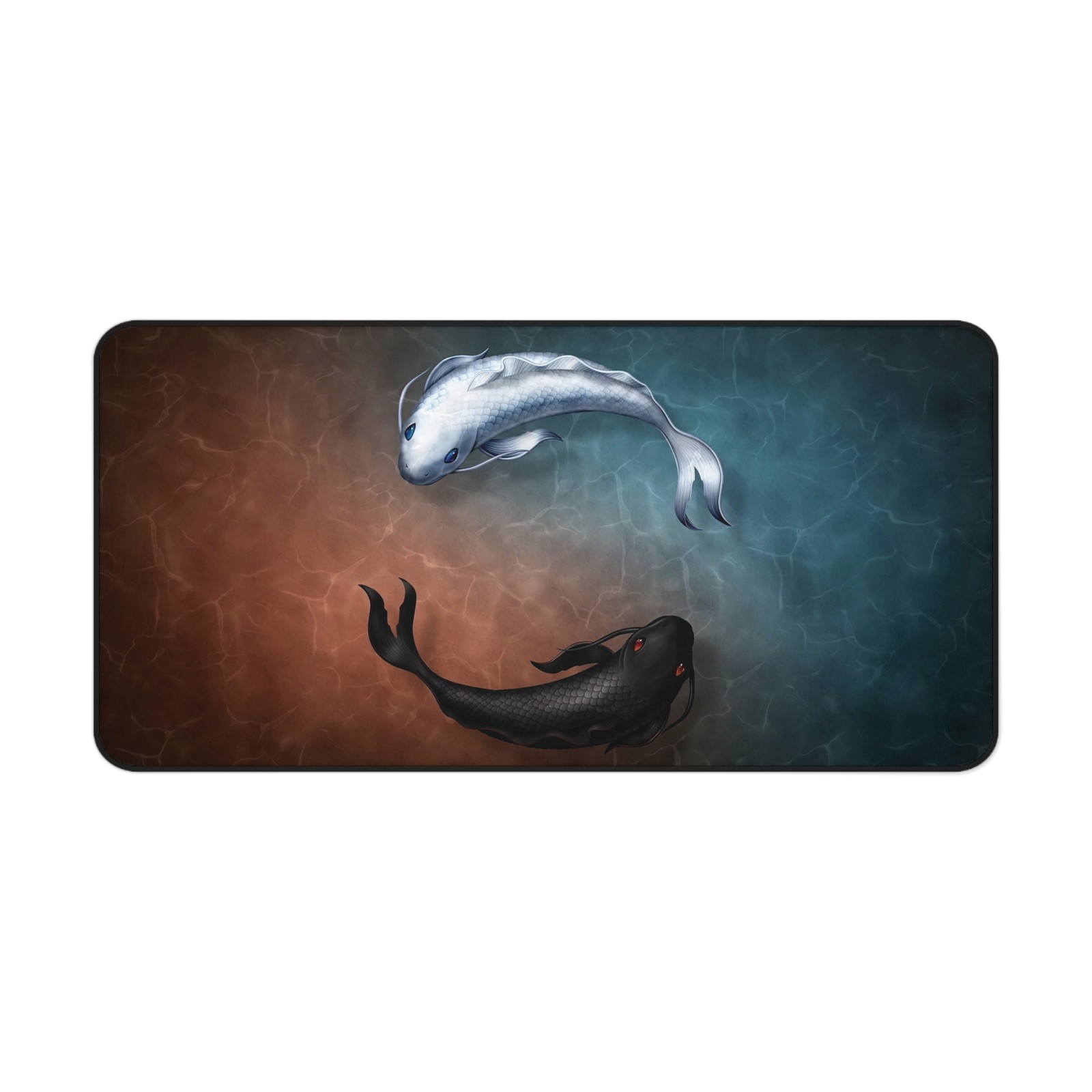 Koi Fish Desk Mat, Yin Yang Zen Art Mouse Pad, Large Desk Pad