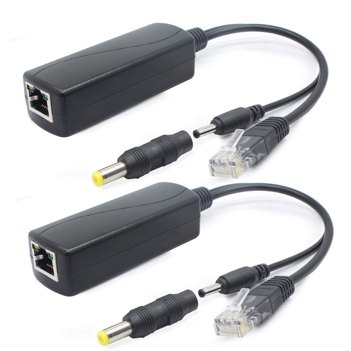2 PCS 5V Gigabit PoE Splitter 48V To 5V 2.4A Adapter 3.5x1.35mm