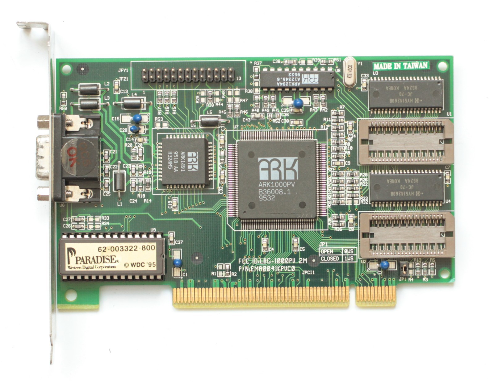 PCI video card - PARADISE BALI32PCI - ARK ARK1000PV - 1995 - TESTED - NO TARIFF