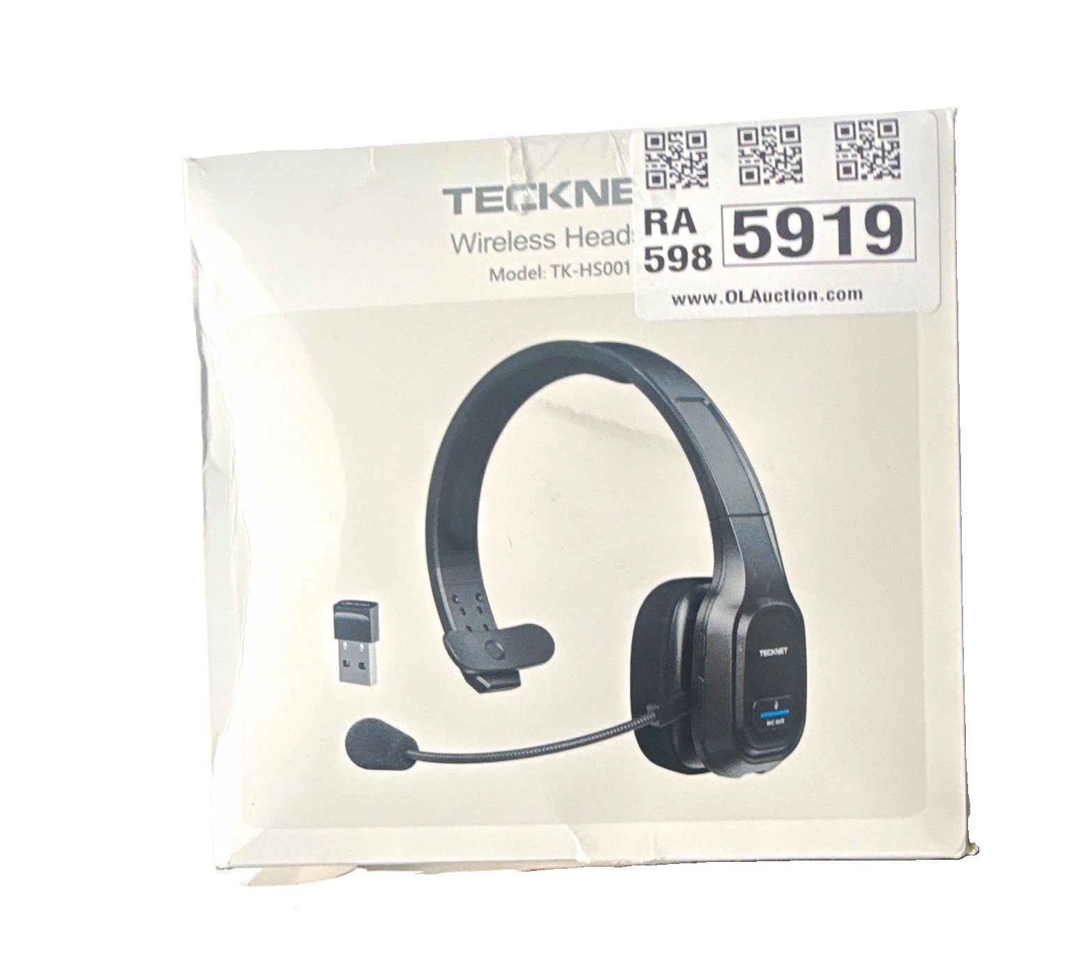 TECKNET TK-HS001 Wireless RF UHF Headset Boom Mic Single Ear USB Black