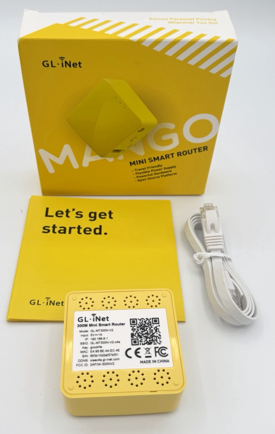 GL-iNet GL-MT300N-V2 Mango Mini Smart Router Travel Router *Missing USB*