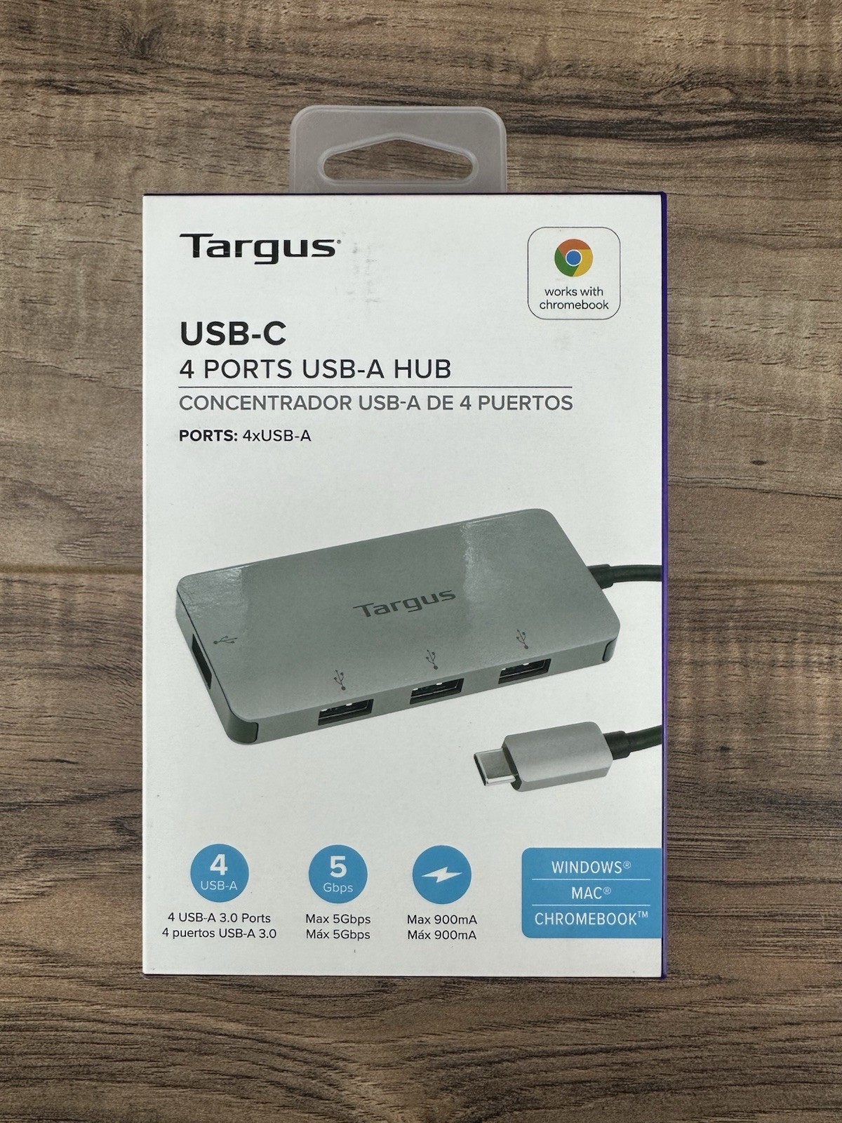 Targus USB-C 4-Port USB-A 3.0 Hub ACH226 for Windows Mac Chromebook New