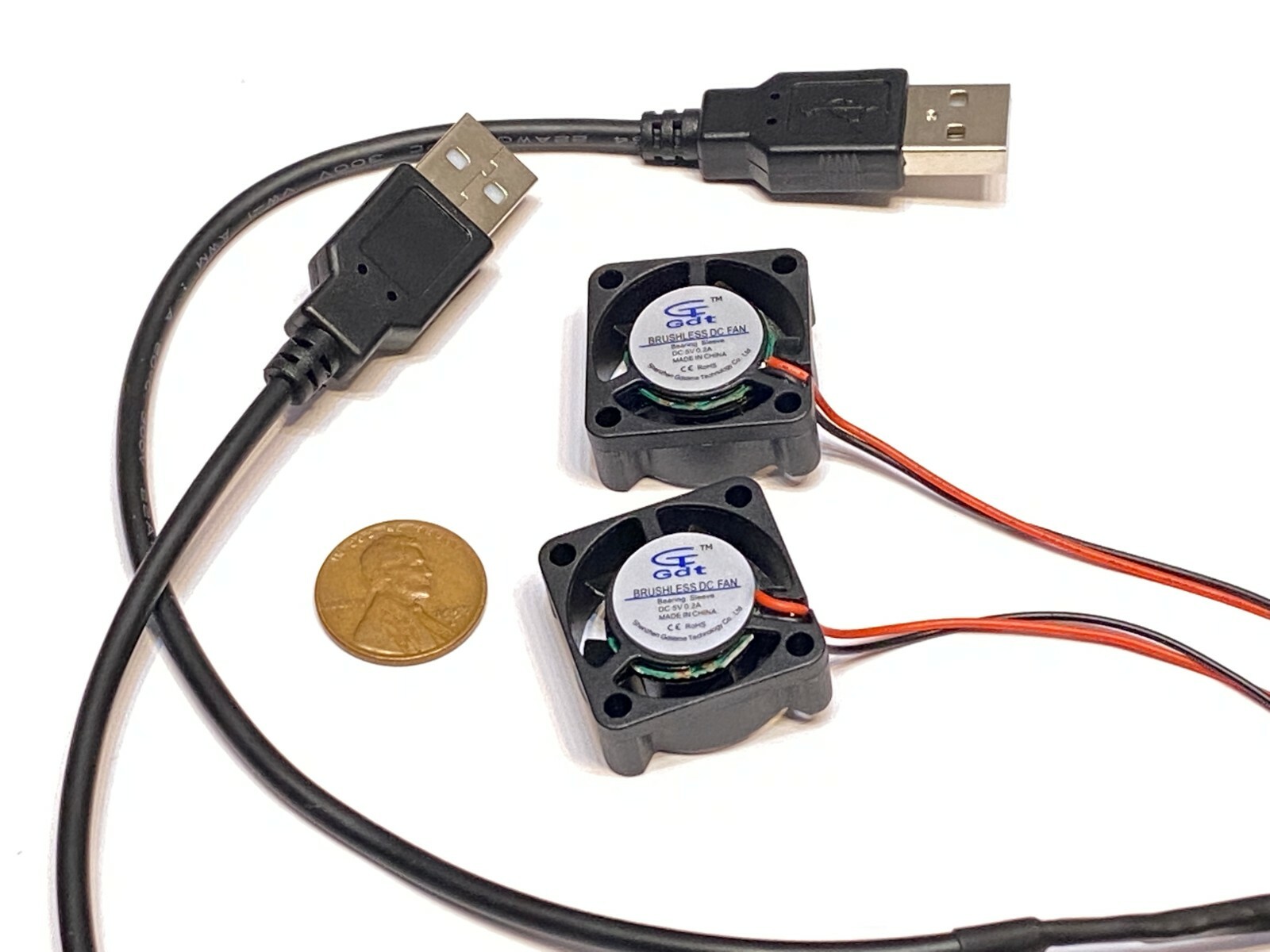 2 Pieces USB connector 5v fan 2510 small 2 pin computer GDStime 25mm 10mm WD B9