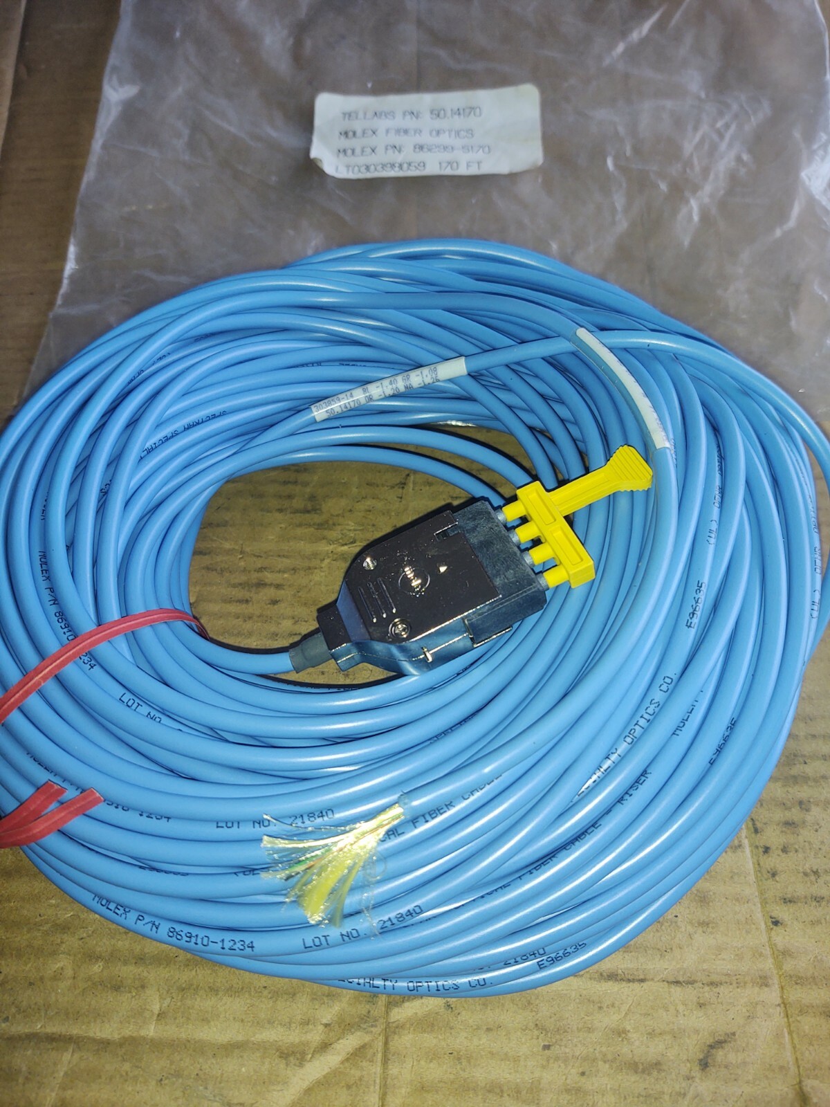 Molex Fiber Optics Cable 170' Feet Tellabs PN: 50.14170 Blue