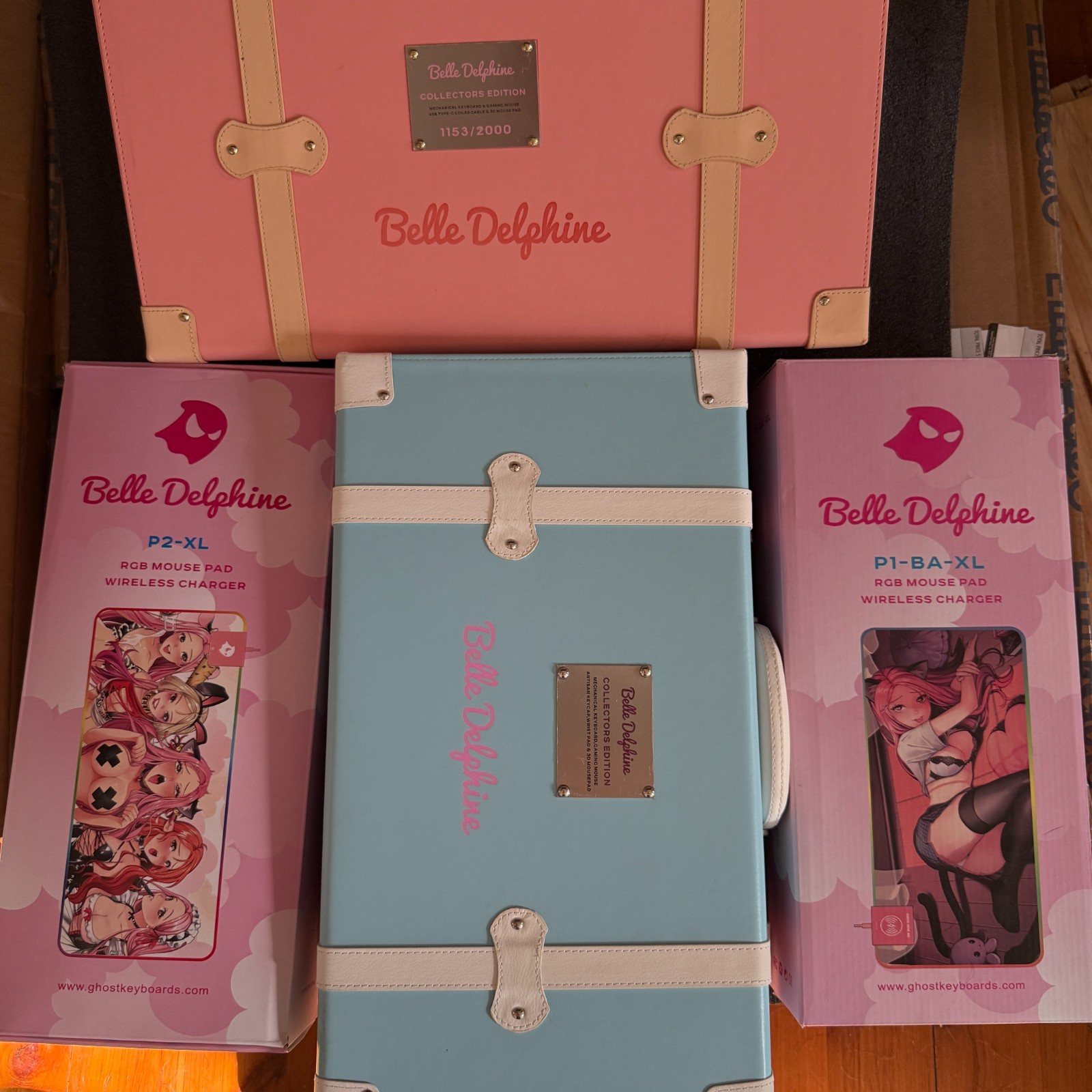 Belle Delphine Gaming Bundle | 2 Keyboard Combos + 2 Mousepads Signed Polaroid
