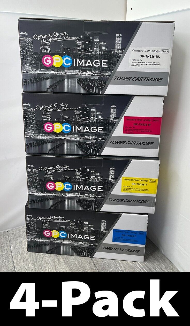 4-Pack GPC Image Toner Cartridges 336 Fit/For Brother TN336 (Black, C/M/Y Ink)
