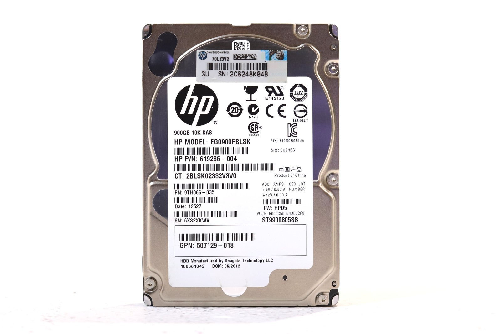 HP EG0900FBLSK 900GB 2.5" 6Gb/s 10K RPM SAS Hard Drive P/N: 507129-018 Tested