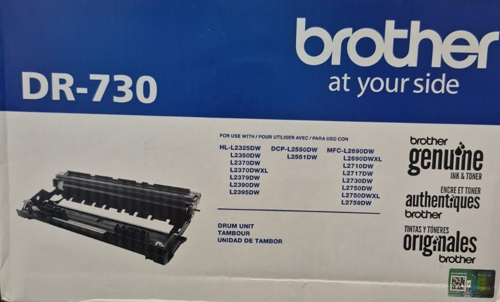 Genuine Brother DR730 Drum Unit - Black (OPEN BOX & PLASTIC BAG) Never Used