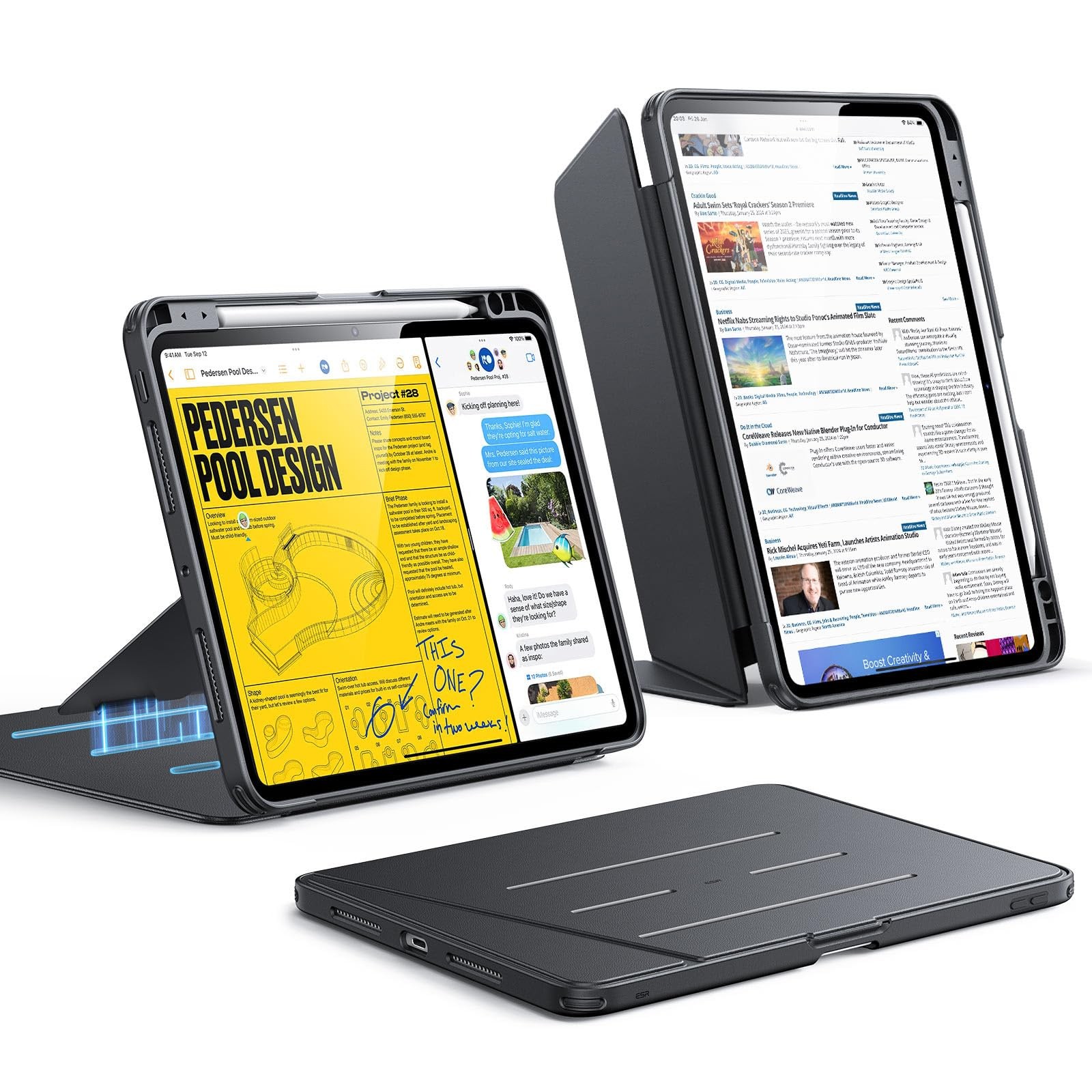 ESR for iPad Pro 11 Inch Case (M5/M4) 2025/2024, Vertical Stand Cover with Penci