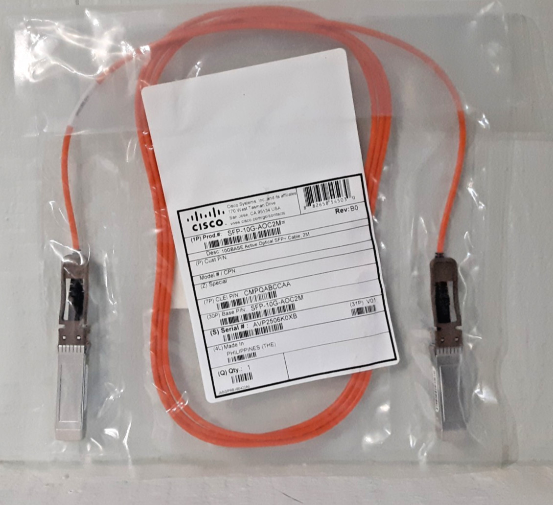 New Cisco SFP-10G-AOC2M= Compatible 10G SFP+ 2m (7ft) Active Optical Cable