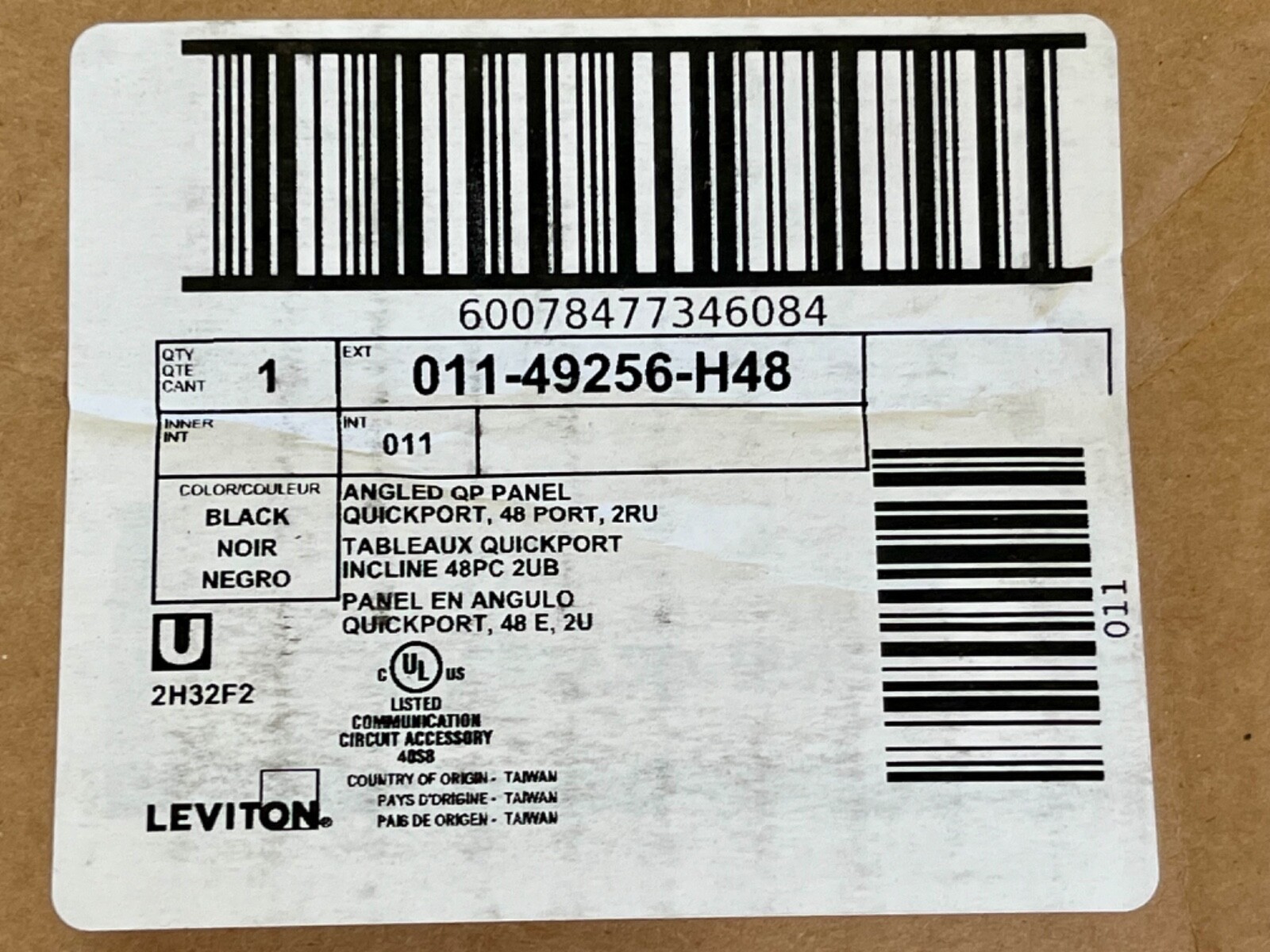 Leviton 49256-H48 QuickPort Modular Angled RackMount Patch Panel 48-Port 2U~TNT