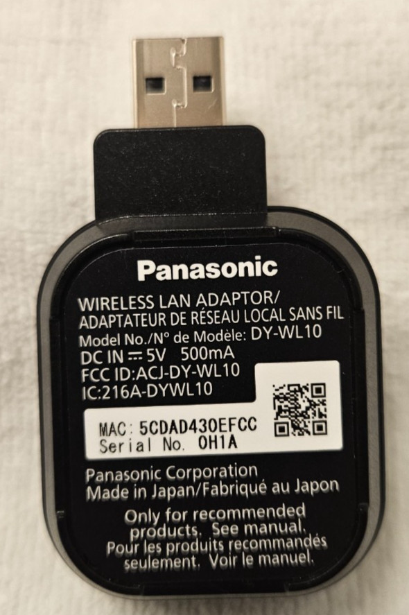 Panasonic DY-WL10 Wireless LAN Adapter
