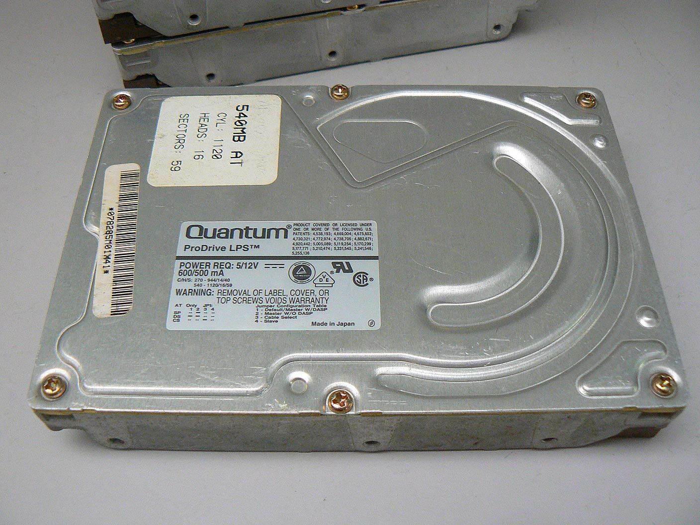 Quantum TB54A461 Hard Drive Model 540AT - 540 Megabyte IDE - (( TESTED ))