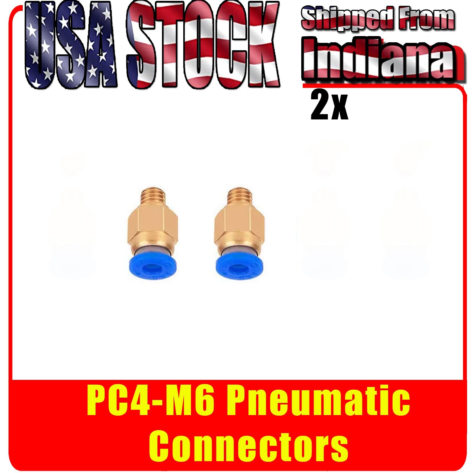 PC4-M6 Pneumatic Connector for Bowden Extruder - Push Fit PTFE