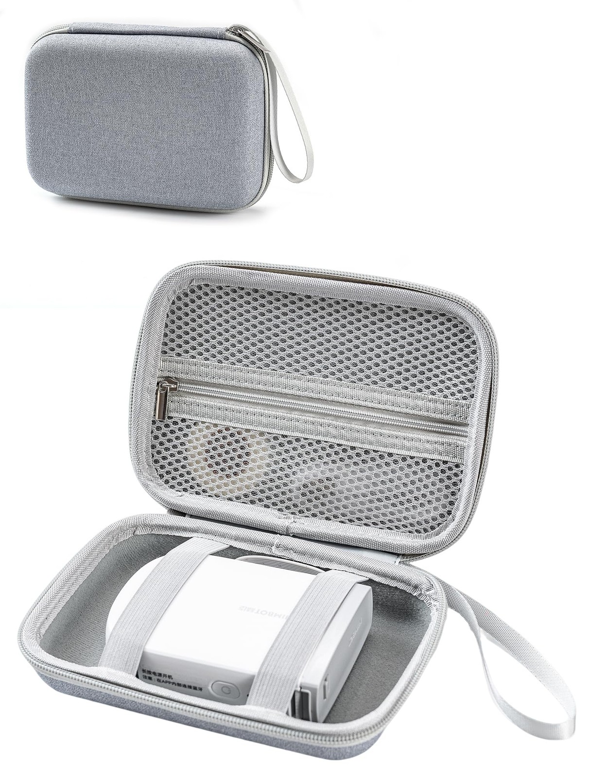 Grey Protective Portable Label Printer Case Lightweight Storage Bag Box