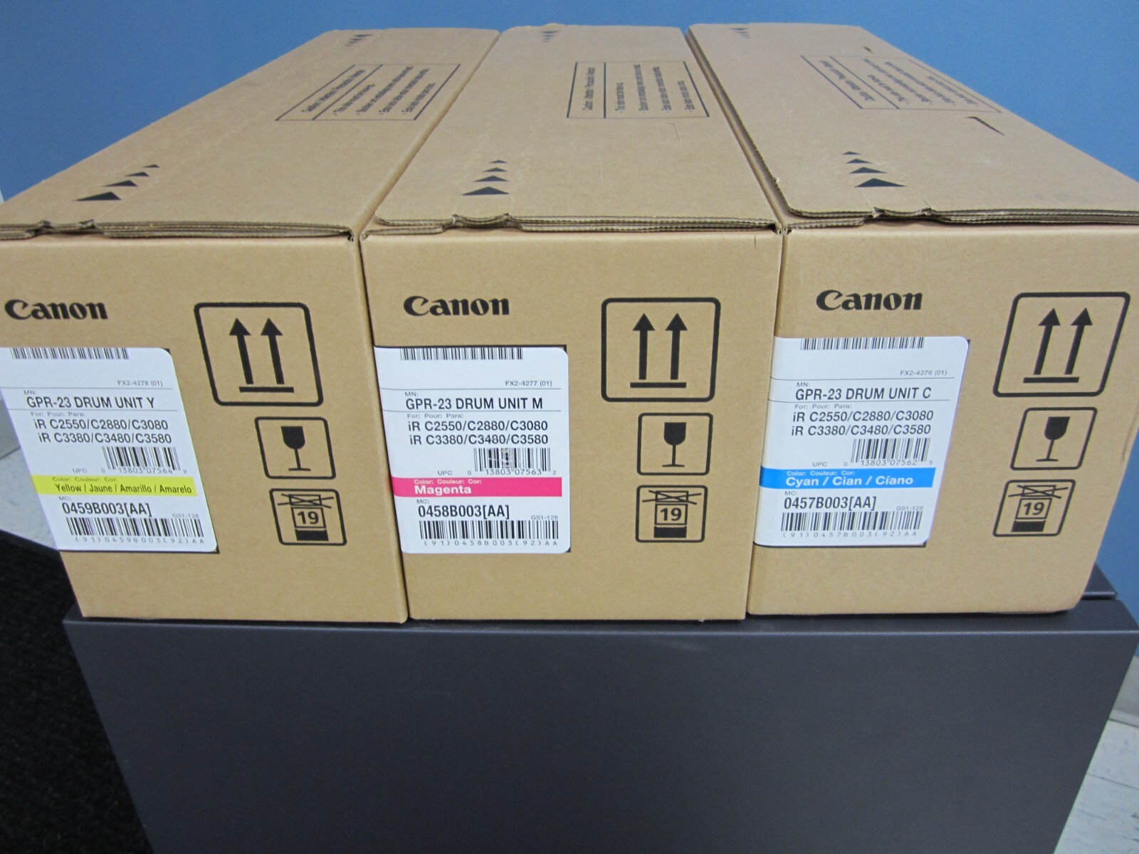 LOT OF 3 GENUINE CANON GPR-23 DRUMS CYAN YELLOW MAGENTA