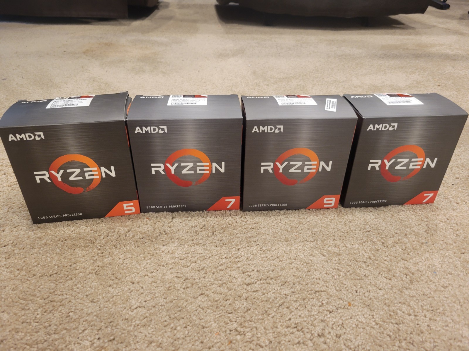 Lot Of 4 AMD Socket AM4 Boxes and One Heat Sink Fan
