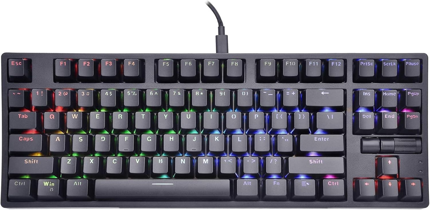 RECCAZR TK18 TKL Mechanical Gaming Keyboard RGB Red Switch Wired 87-Key USB