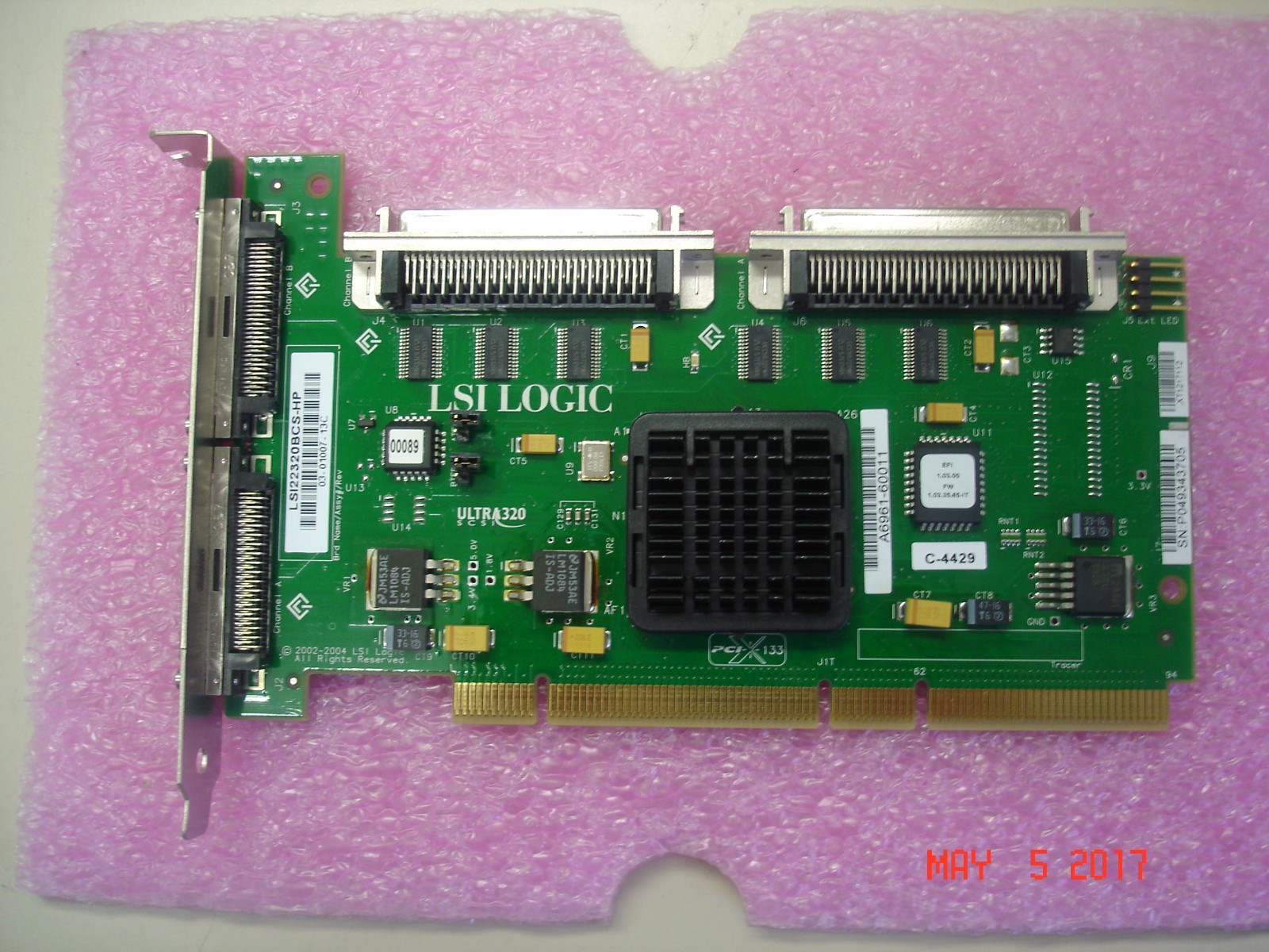 A6961-60111 HP PCI-X 64BIT DUALCHANNEL U320 SCSI ADAPTER MOD 133MHZ A6961-60011