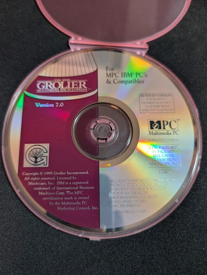 The 1995 Grolier Multimedia Encyclopedia Version 7.0 CD-ROM for PC