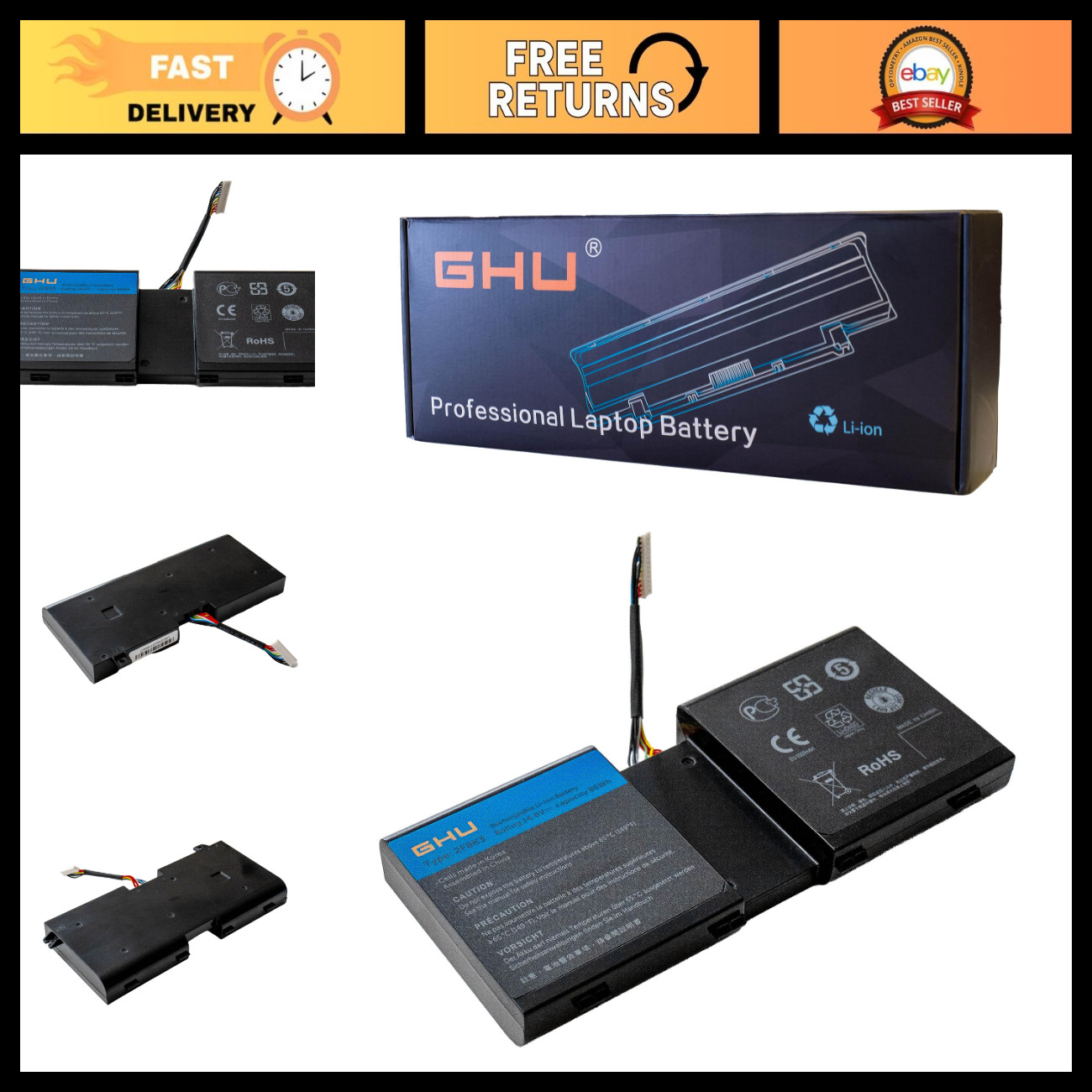 High-Capacity 86Wh Laptop Battery for Dell Alienware M17X-R5 M18X-R3, Replacemen