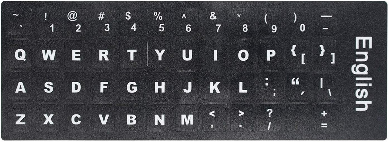 2 PCS English Keyboard Stickers with Non-Transparent Black Background & White