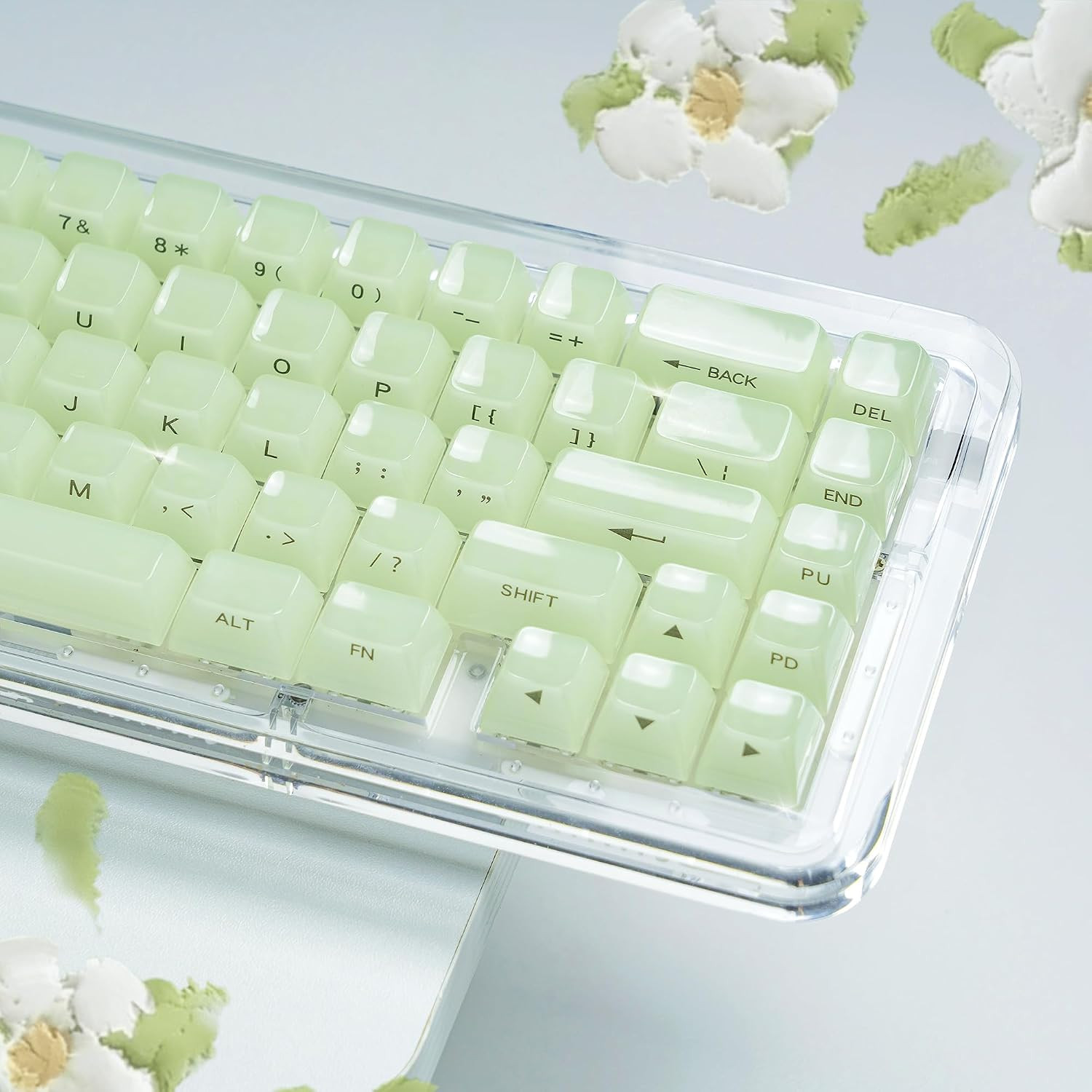 Green Keycaps Jelly,Ceramic Keycaps Style,Clear Creamy Keyboard Caps
