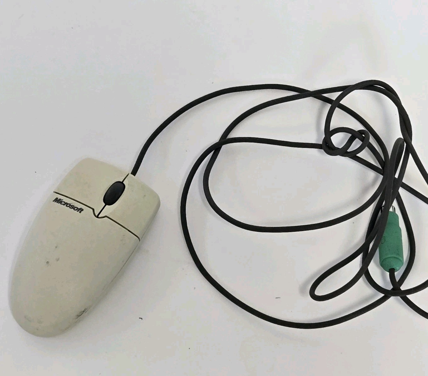 Vintage Microsoft Mouse Wheel 3.0 PS/2 X05-95266 83351-576 Mechanical Ball Wired