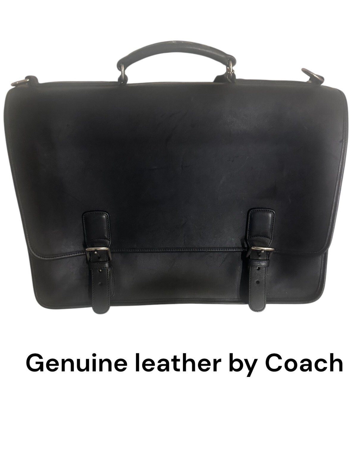  Coach Thompson Executive Black Leather Laptop Briefcase F06455 Carry On
