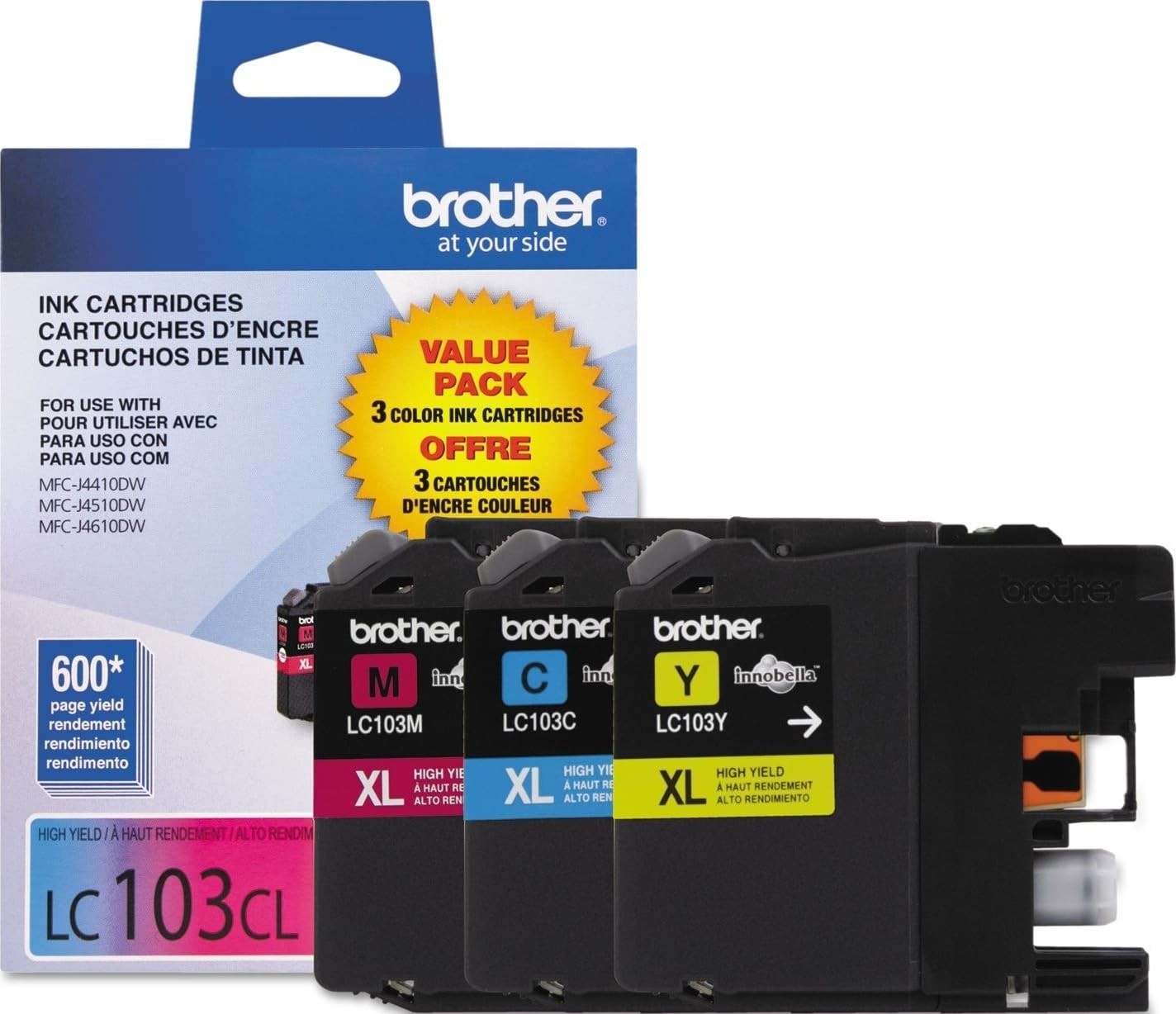LC1033PKS, LC-103, Innobella High-Yield Ink, 600 Page-Yield, 3/Pack
