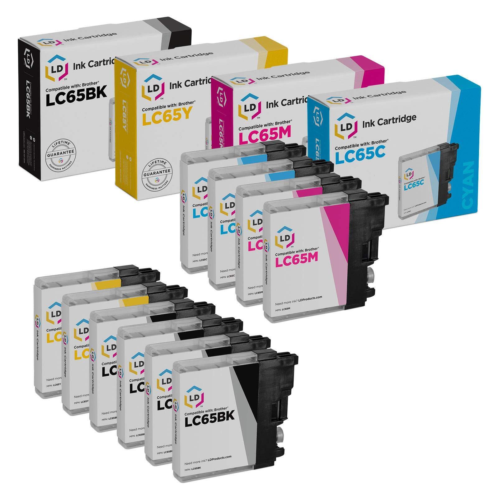 LD 10 Pack LC65 Black & Color Ink Cartridge Set for Brother Printer