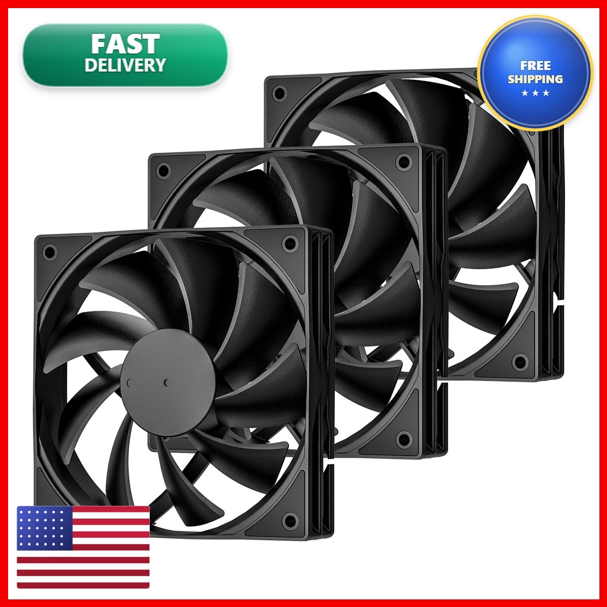 DARKROCK 3-Pack 120mm Black Computer Case Fan
