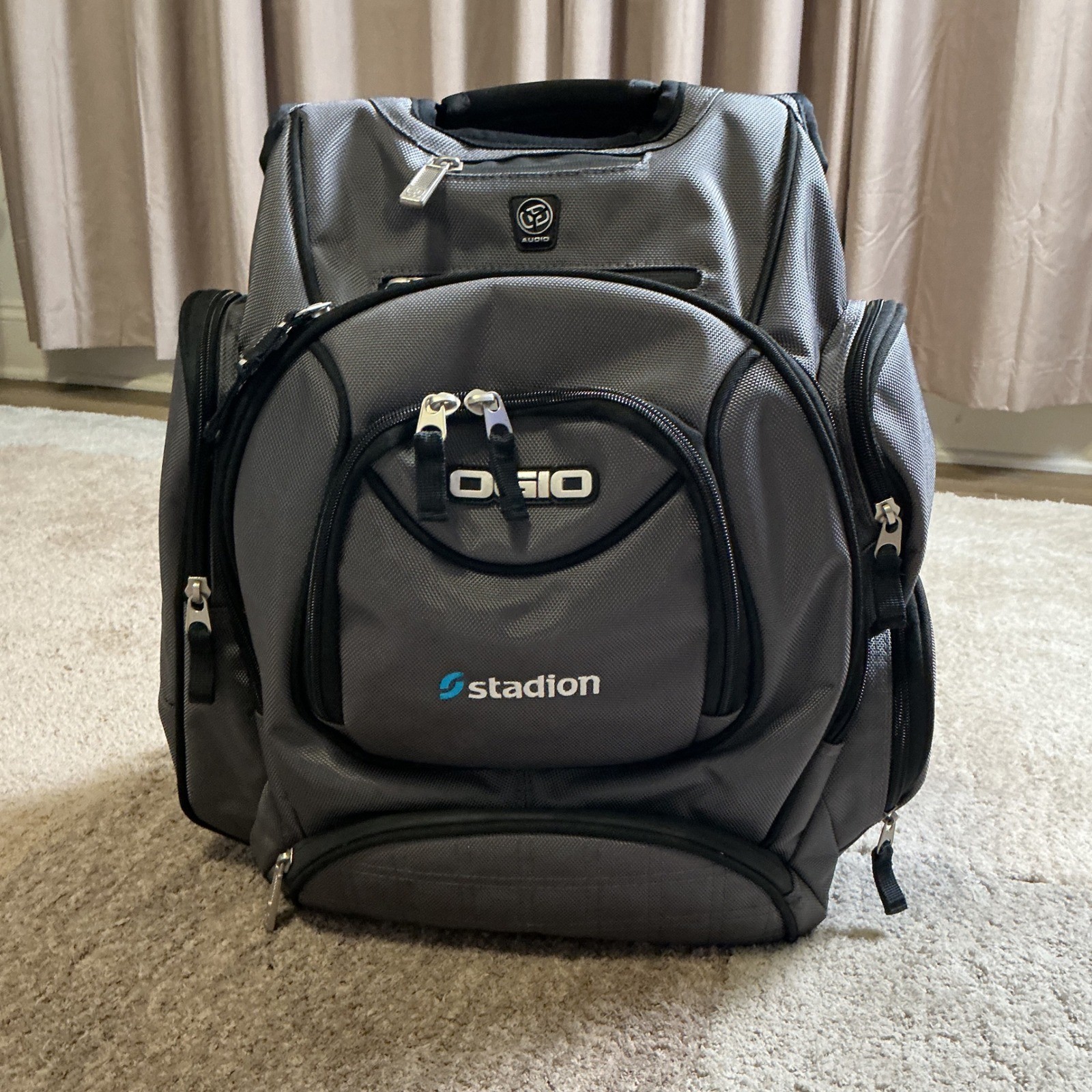 OGIO Metro Backpack Gray Black Laptop Compartment Tech Travel Bag Stadion Logo