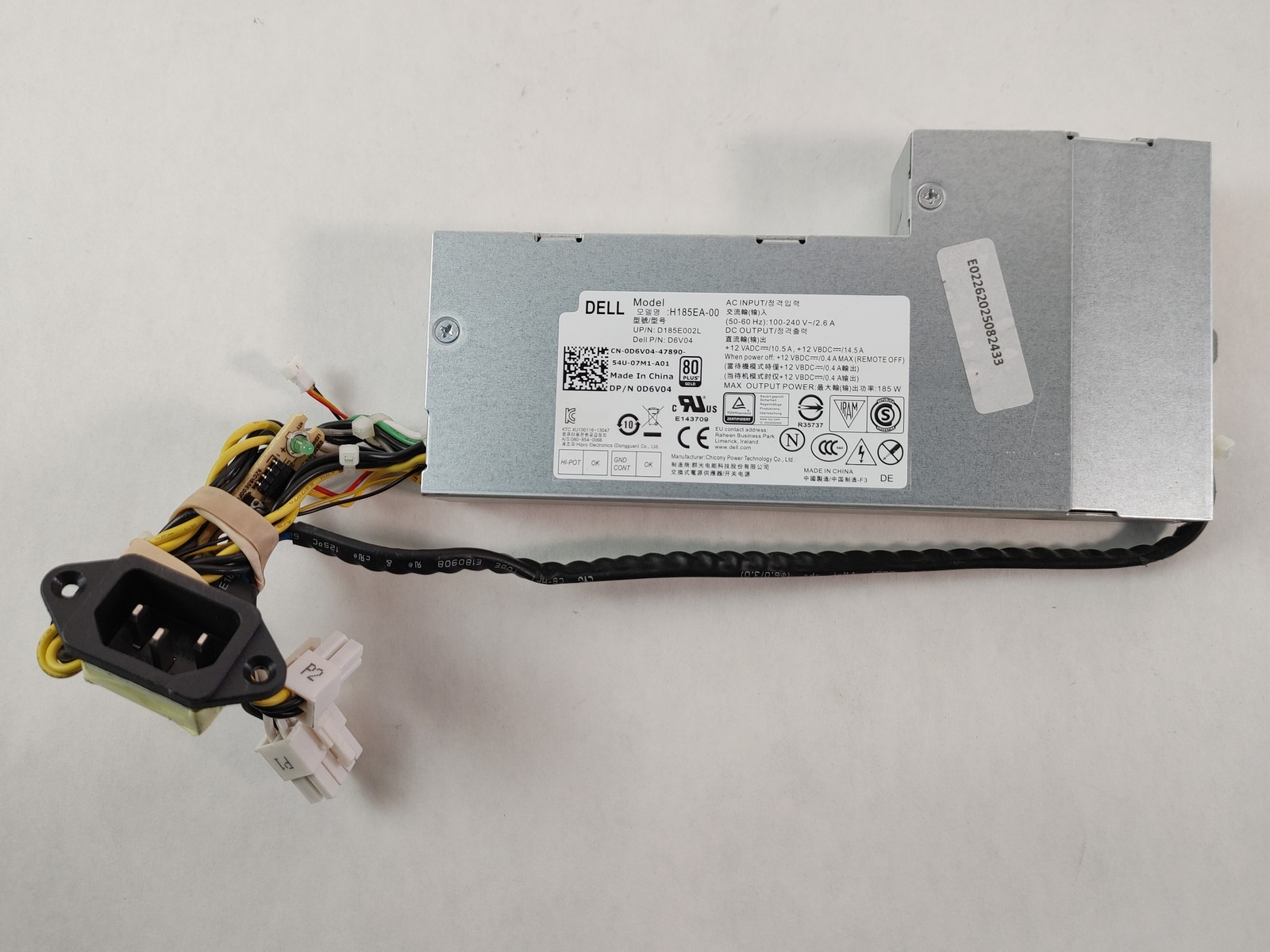 Dell Inspiron 23 5348 AIO 185W 8 Pin Desktop Power Supply D6V04