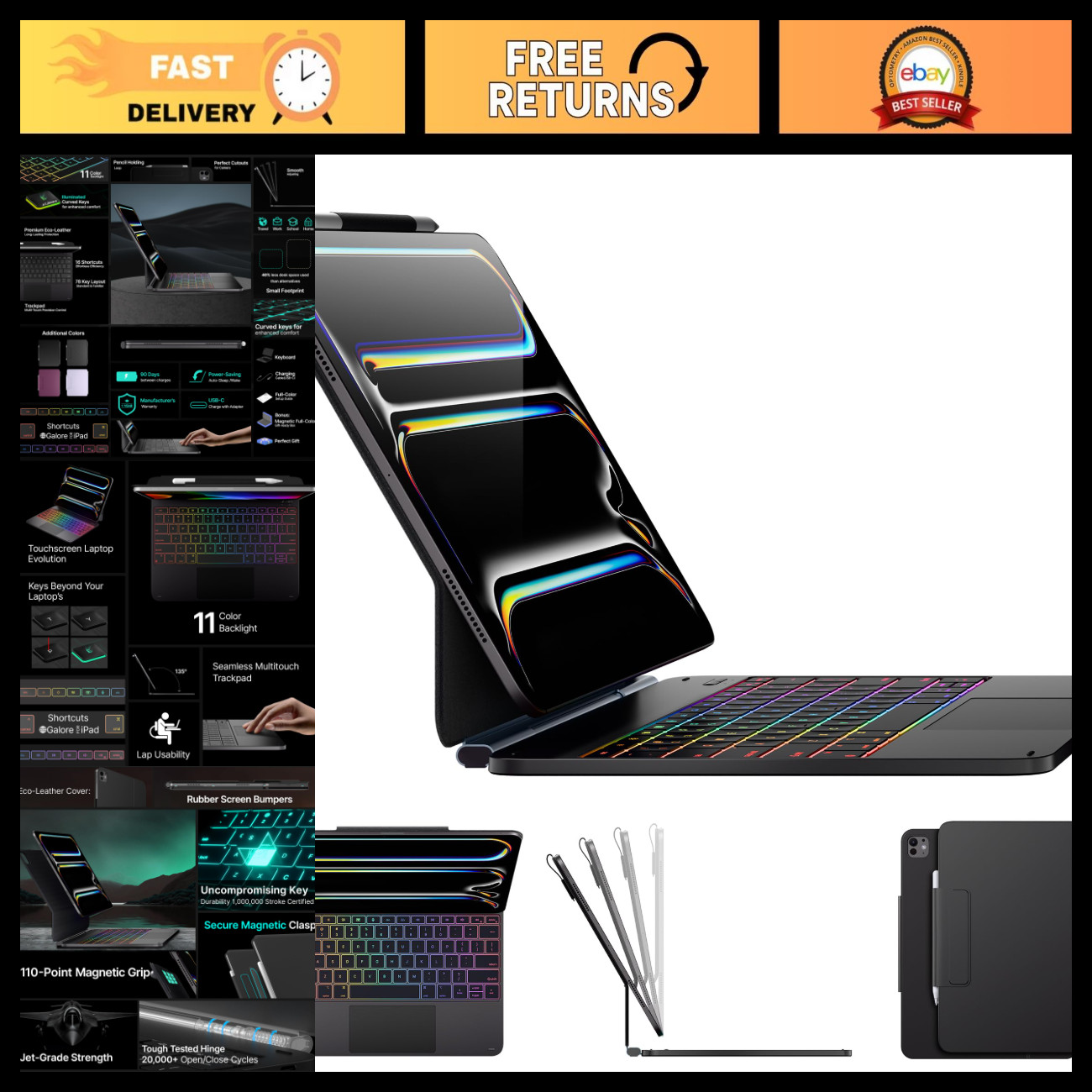 Magnetic Keyboard Case for iPad Pro 13 - Edge Style, Slim & Lightweight Design