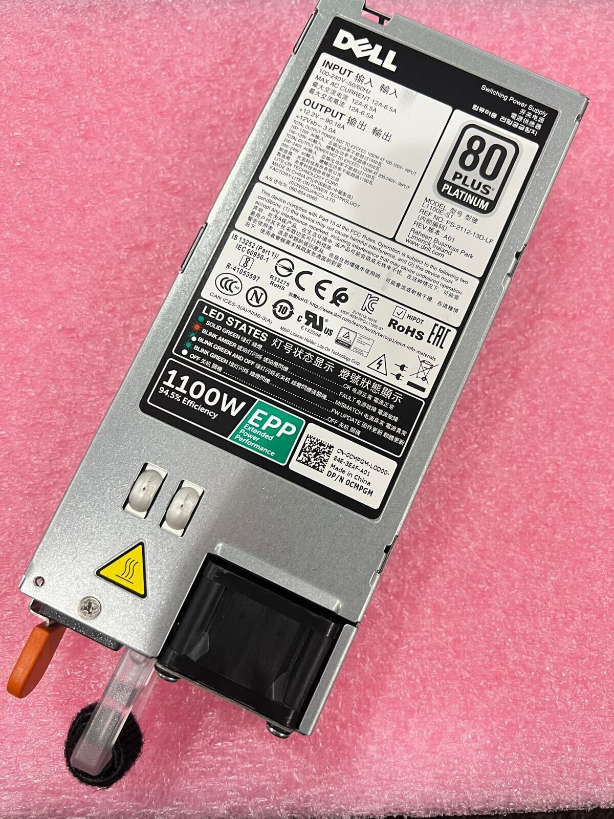 Dell 1100w 80 Plus Platinum EPP PSU R730 R630 T630 R530 R730xd-PN in description