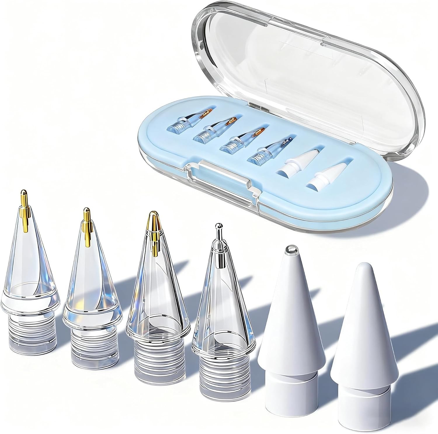 Pencil Tips 6 Pack Metal Replacement Tips Storage Case Precise Control