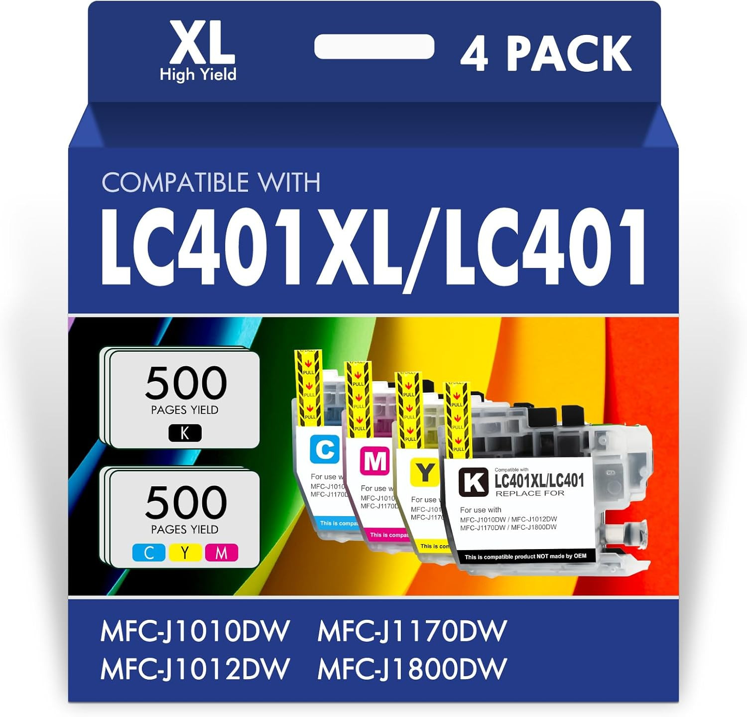 LC401XL LC401 MFC-J1010DW Ink Cartridges for Brother Printer 401XL LC 401 for MF