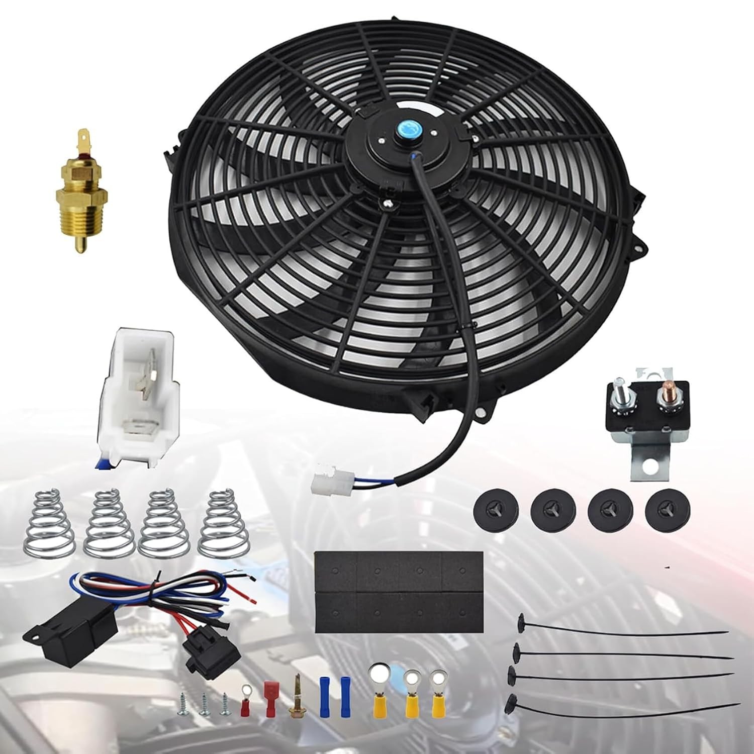 3000 CFM 16inch Electric Radiator Cooling Fan Mounting Kit Push Pull Slim Fan...