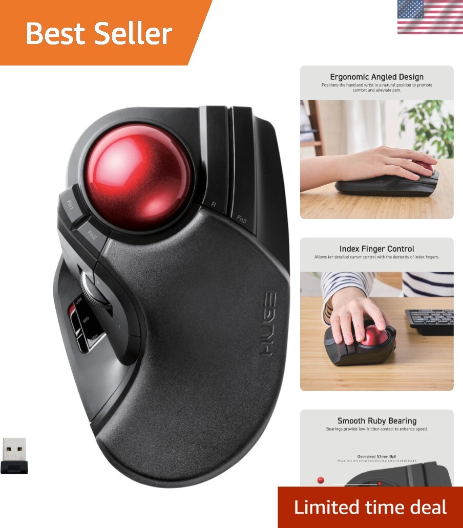 High-Precision 2.4GHz Trackball Mouse - Optical Movement with 4-Way Scrolling