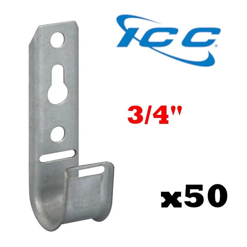 ICC 50 Pack 3/4" J-Hook Wall Ceiling Mount Route Network Cable Wires ICCMSJHK22