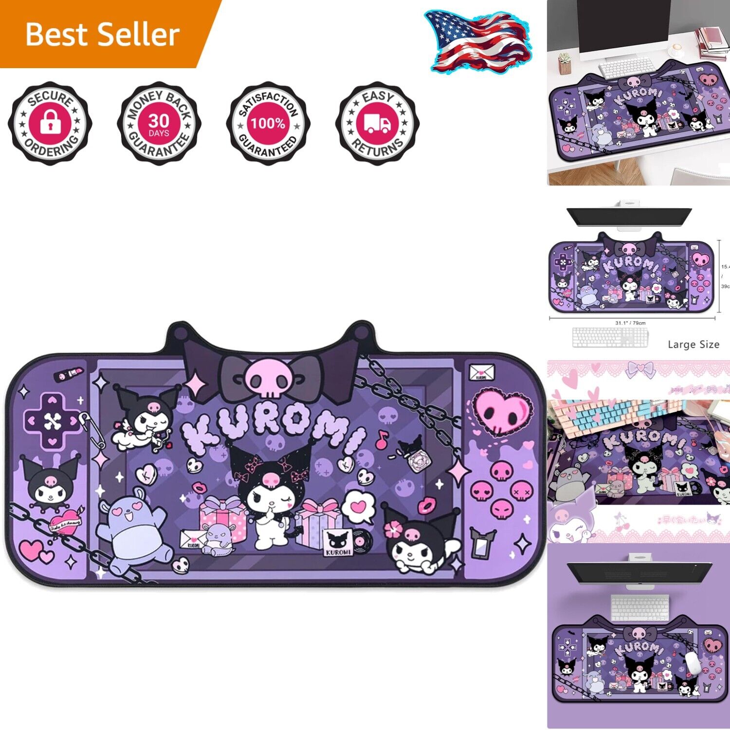 Kawaii Y2K Style Anime Mouse Pad XLarge - Fun Gaming Desk Accessory for Girls