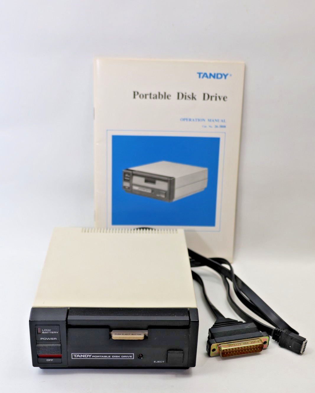 Tandy Portable Disk Drive - 26-3808 -3.5" Floppy Drive w/RS-232C cable -Untested