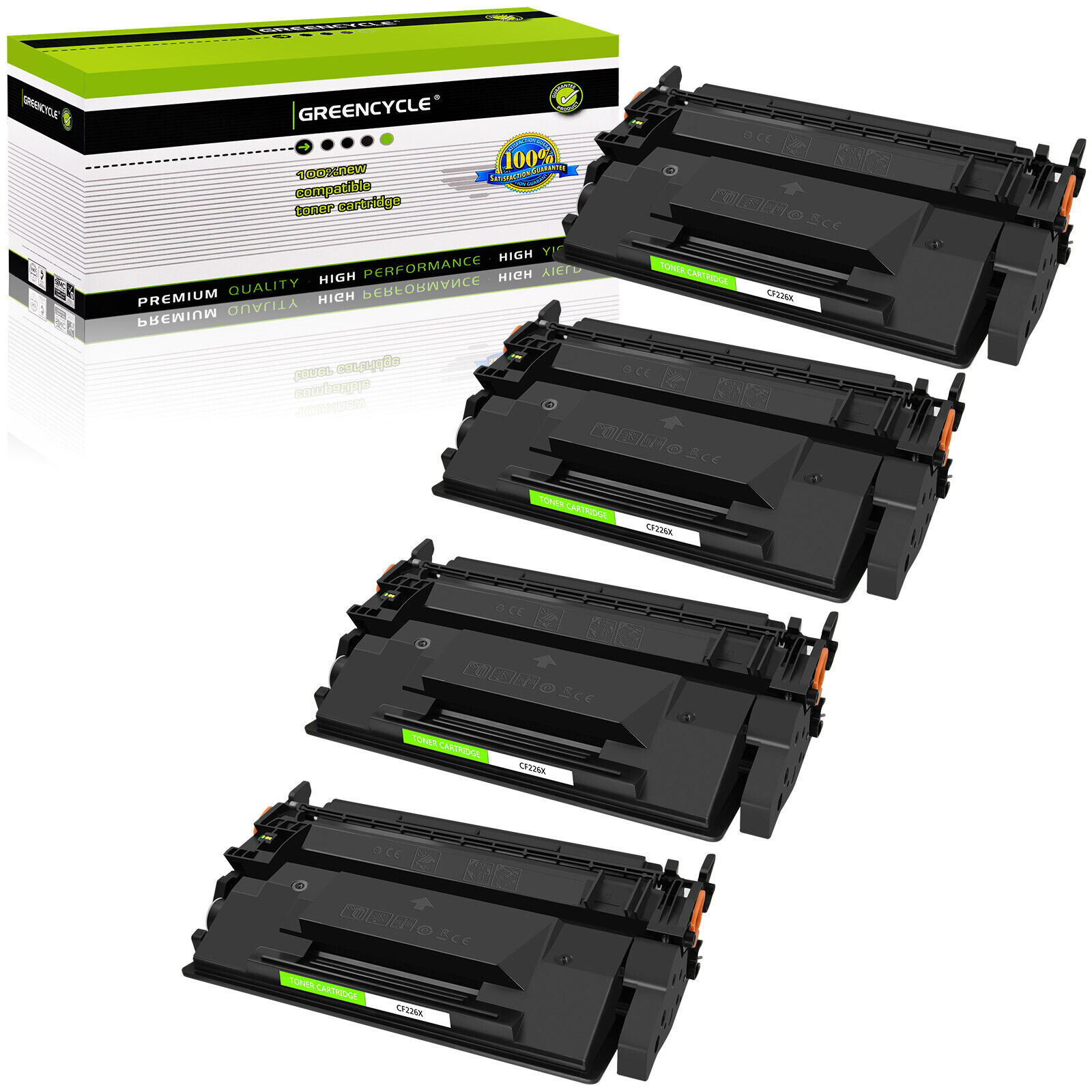 4PK greencycle CF226X 26X Compatible Black Toner Cartridge for HP M402dw Printer