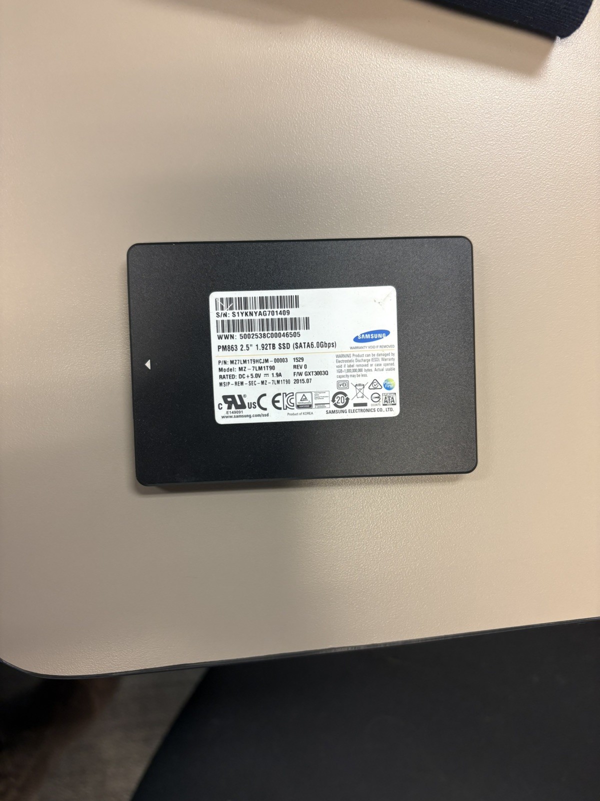 Samsung PM863 1.92TB 2.5" SATA III Enterprise SSD MZ-7LM1T90