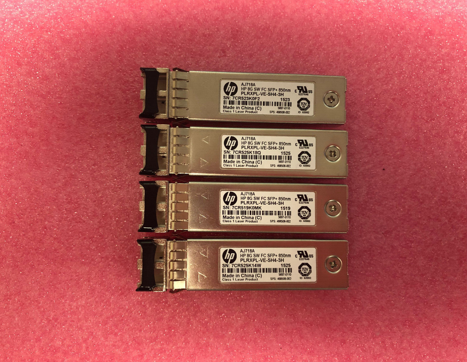Lot 4x HP AJ718A 468508-001 8Gbps FC SFP+ Transceiver PLRXPL-VE-SH4-3H