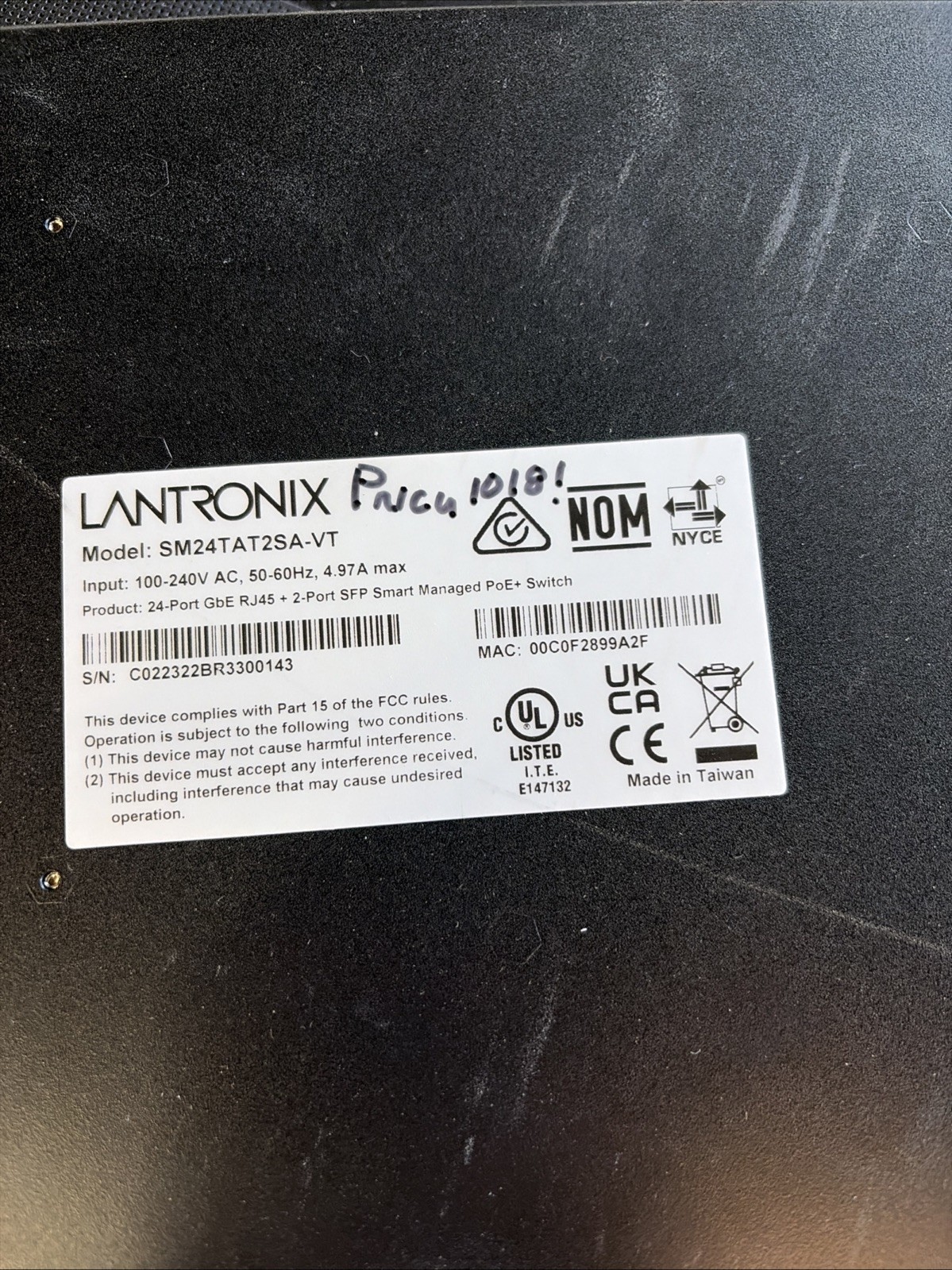 Lantronix SM24TAT2SA-VT 24 Port Gigabit Ethernet PoE+ Switch- Black
